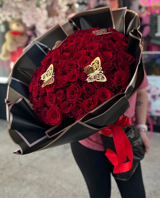 100 Premium Long Stem Red Roses