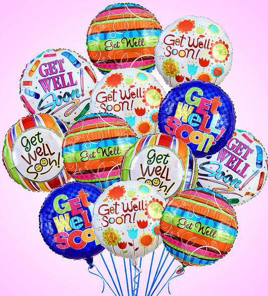 Globos de Mylar de 18'' con la frase "Que te mejores pronto"