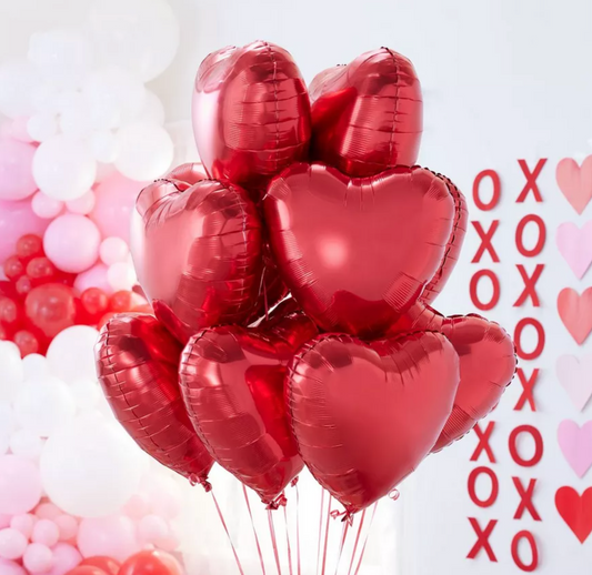 Globos de mylar de 18'' con forma de corazón rojo