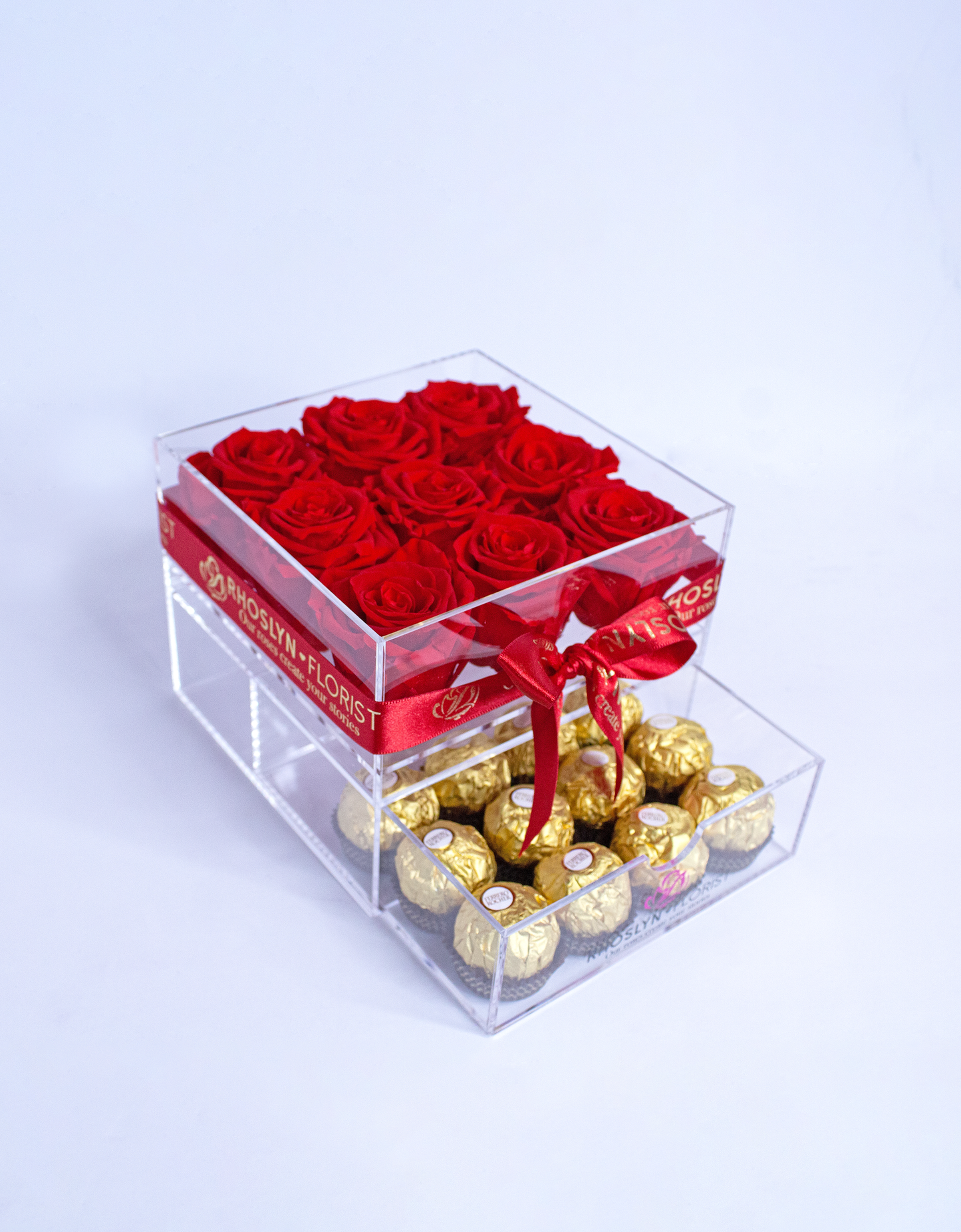 Caja acrílica con rosas eternas